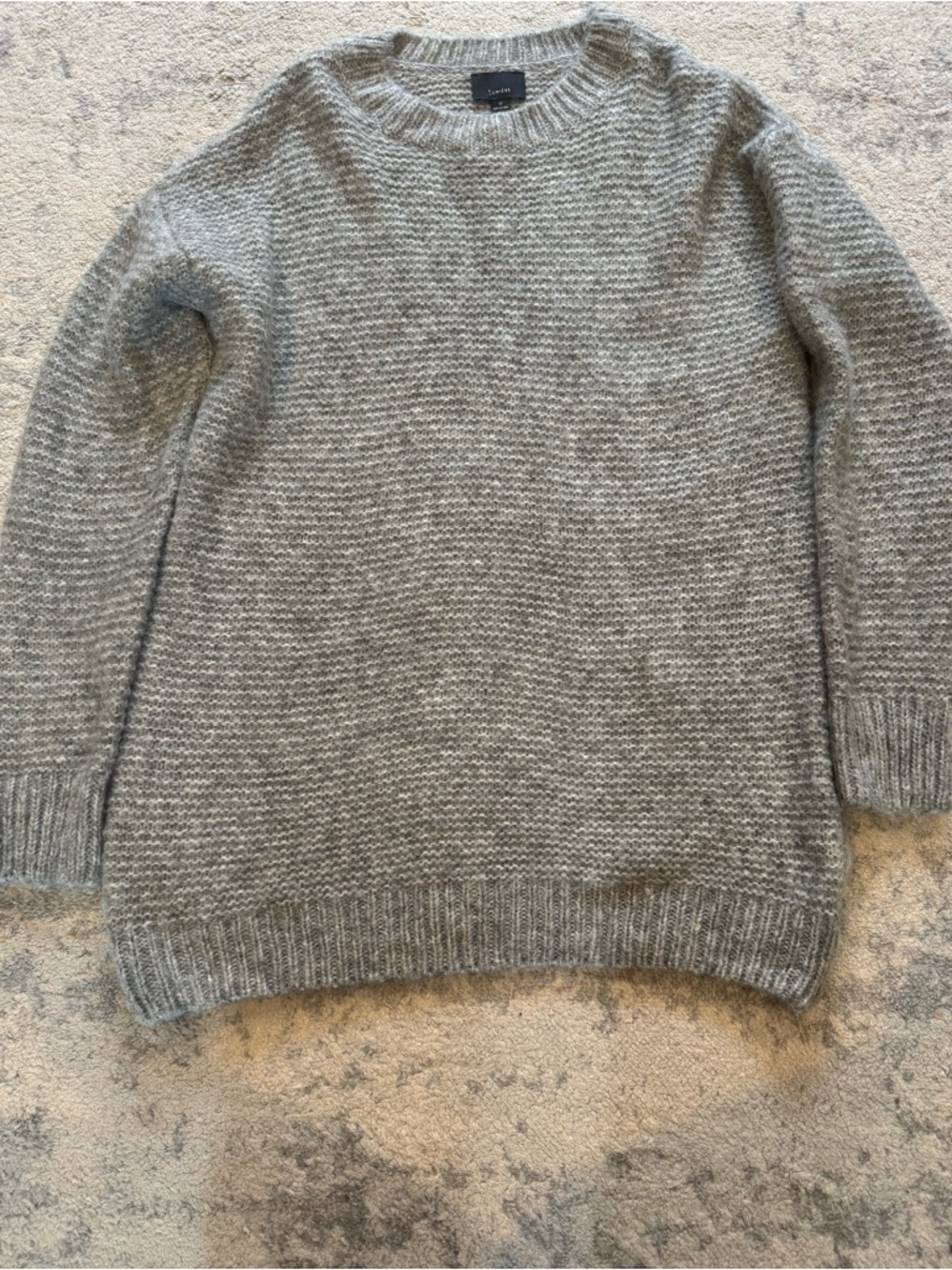 Cozy Gray Knit Crewneck Sweater Dress